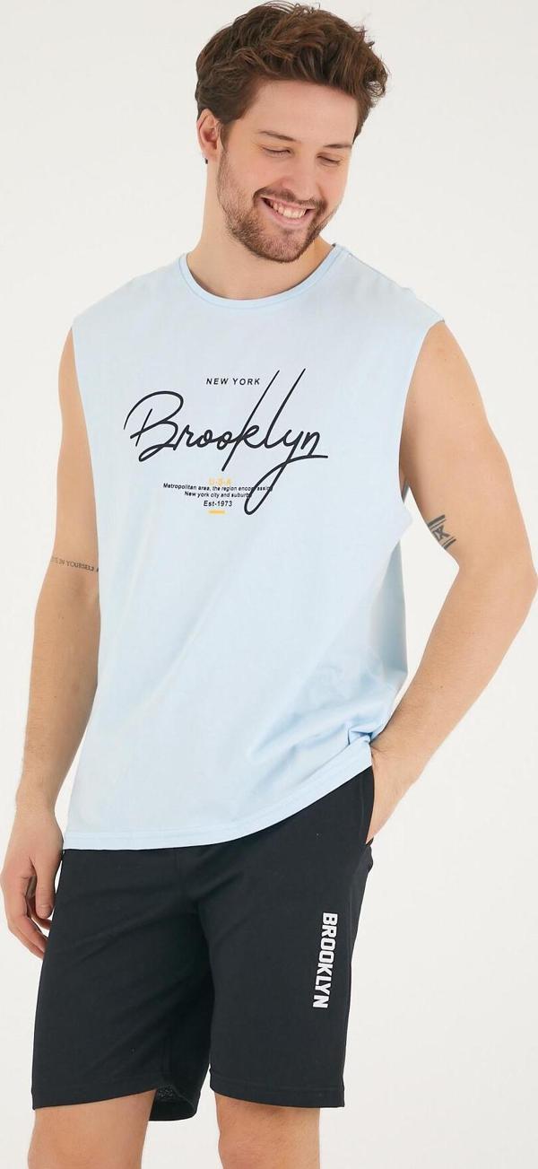 Süperlife Erkek Bisiklet Yaka Regular Fit Brooklyn Baskılı Tişört SPR22TS115 - Image 1