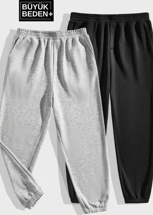 Süperlife Ikili Eşofman Büyük Beden Lastik Paça İnce Eşofman Altı SPR25BEA51-2 - Image 1