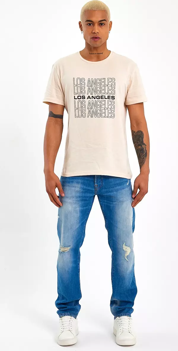 Süperlife Erkek  Bisiklet Yaka Regular Fit Baskılı Tişort SPR23ts305 - Image 1