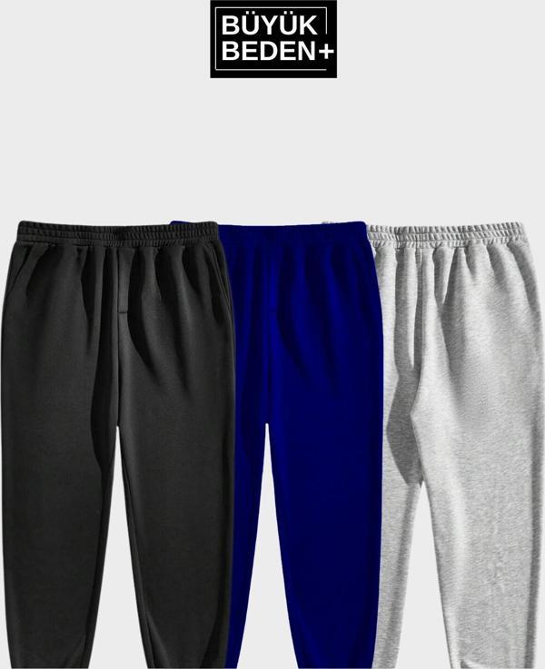 Süperlife Üçlü Büyük Beden Reçme Paça İnce Eşofman Altı SPR25BEA52-3 - Image 1