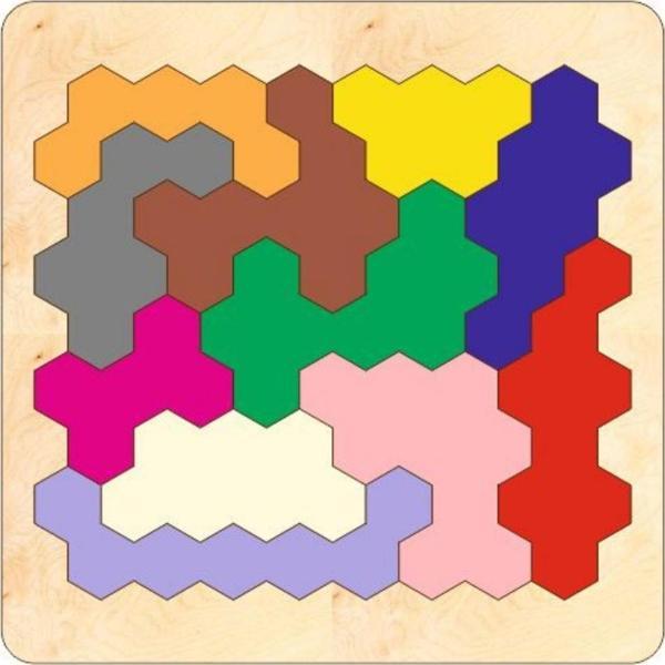 Ahşap Puzzle Tangram Zeka Oyunu Renkli Yapboz Eğitici Oyun - Image 1