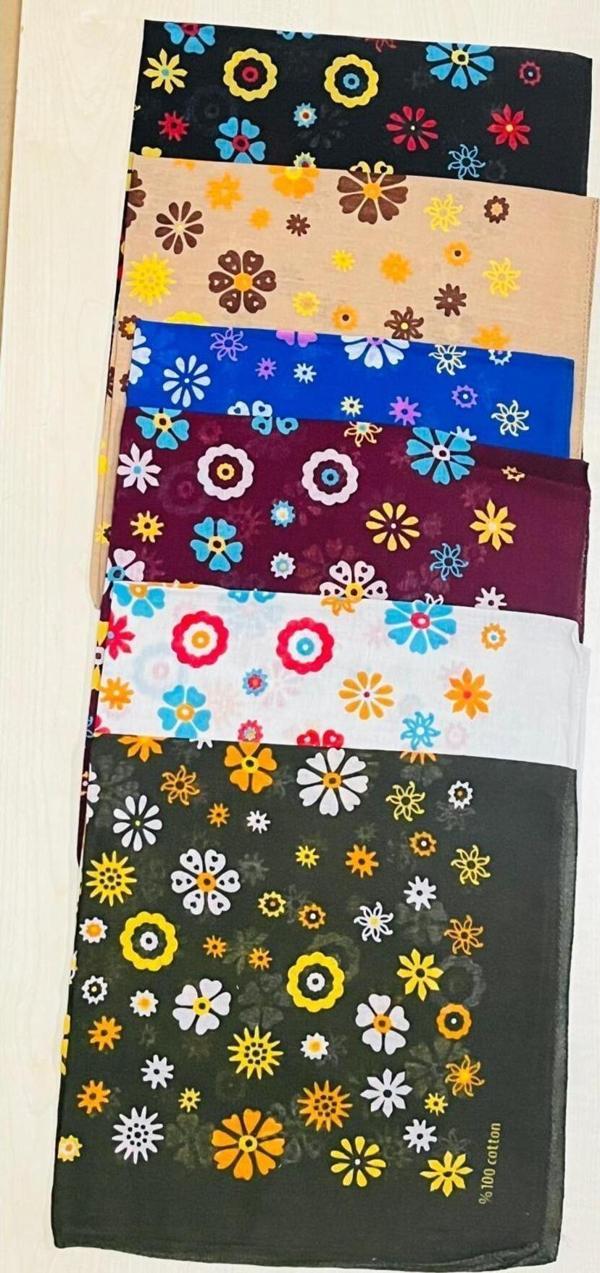 6 adet Çiçek Desenli Bandana Kare Fular - Image 1