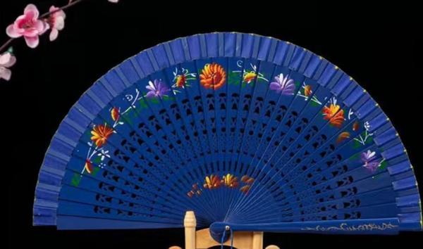 Lacivert İspanyol Yelpaze Bambu, Çift Taraflı - Image 1