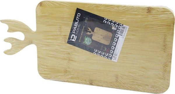 DİKDÖRTGEN AHŞAP BAMBU KESİM PANOSU - KESME TAHTASI GEYİK BOYNUZ FİGÜR SAPLI 22X36CM (2818) - Image 1