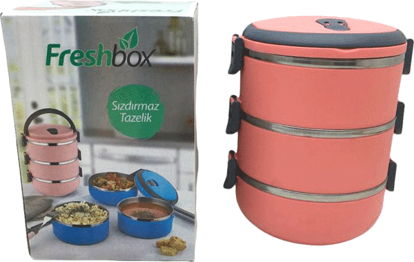 KOYU PEMBE 3LÜ SEFER TASI SAKLAMA KABI 1.8LT-Findit - Image 1