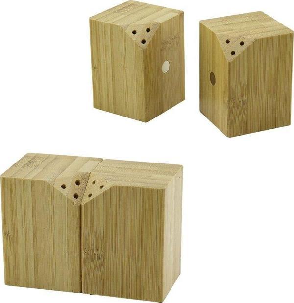 5X5CM--Y:7CM   2PCS   MIKNATISLI İKİZ   AHŞAP BAMBU  BAHARATLIK - TUZLUK-Findit - Image 1