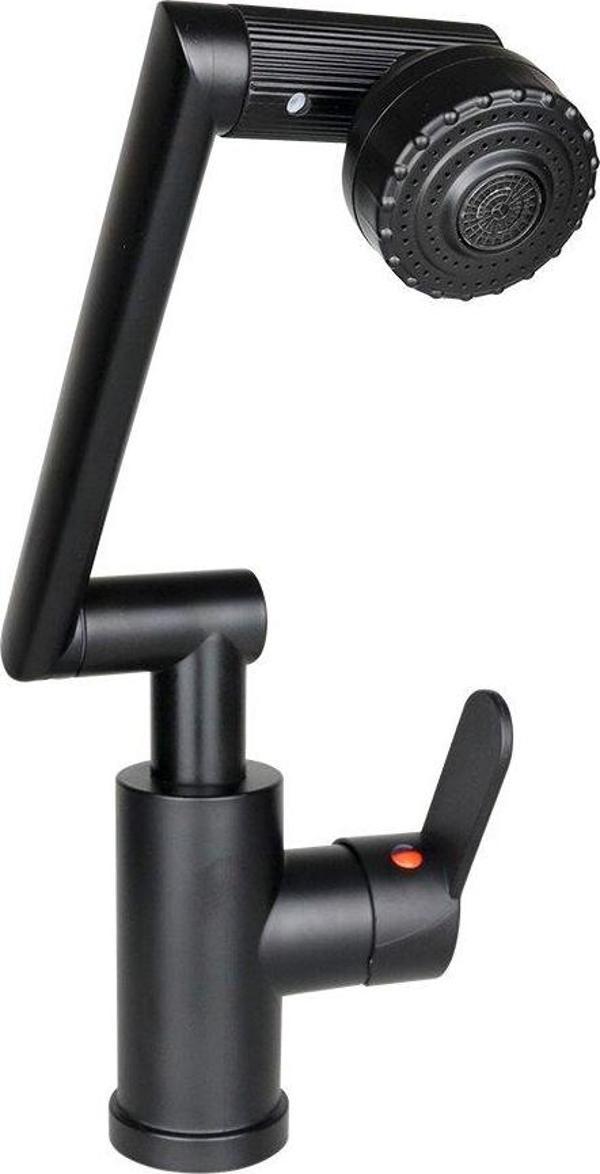 SİYAH - 1080 DERECE DÖNEBİLEN ÇOK FONKSİYONLU MUSLUK BATARYA KTX-3307-Findit - Image 1