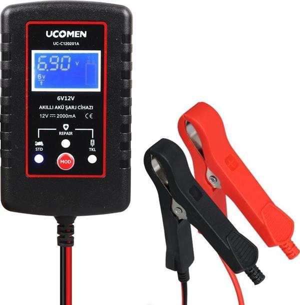 SİYAH 6/12V 2A LED GÖSTERGELİ AKÜ ŞARJ CİHAZI UC-C120201A-Findit - Image 1