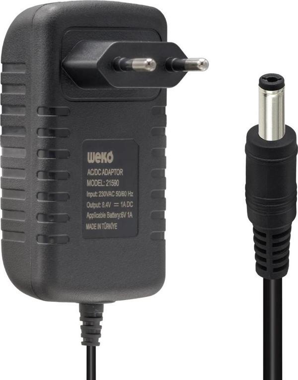 8.4 VOLT - 1 AMPER - 8.4 WATT 5.5*2.5 UÇLU LİTYUM PİL LEDLİ YERLİ ÜRETİM ŞARJ ADAPTÖRÜ (OUT:6V-1A)-Findit - Image 1