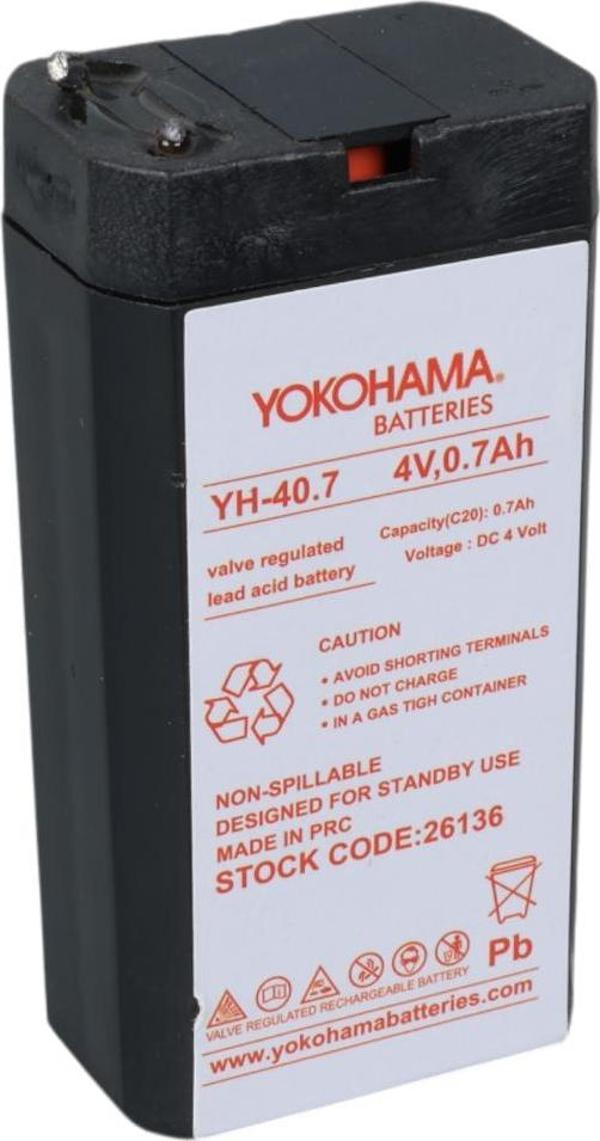 YOKOHAMA YH-40.7 4 VOLT - 0.7 AMPER KURU AKÜ (34X22X64 MM) (2818) - Image 1