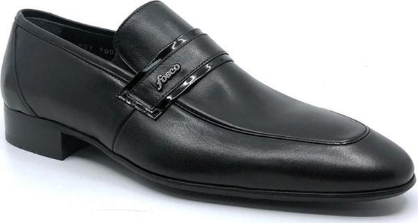 Fosco 9006 Erkek Siyah Hakiki Deri Bağcıksız Klasik Ayakkabı - Image 1