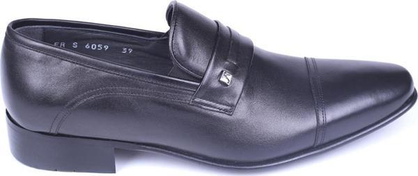 Fosco 6059 Erkek Siyah Hakiki Deri Bağcıksız Klasik Ayakkabı - Image 1