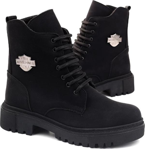 Papuç Sepeti Sdf 56 Termo Taban Bağcıklı Postal Günlük Kadın Bot - Image 1