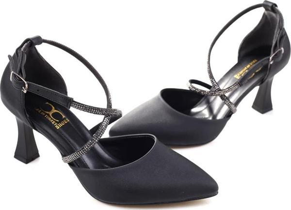 Ceylan 901 Kadın Saten Taş Detaylı  7,5 Cm Topuklu Ayakkabı - Image 1