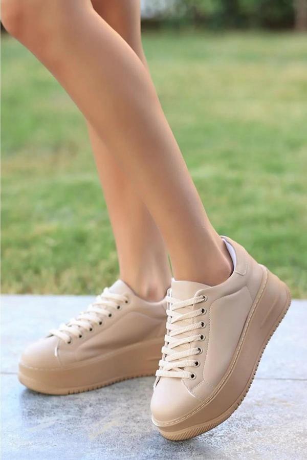 Papuç Sepeti 2596 Kadın Yüksek Topuk Günlük Sneaker Ayakkabı - Image 1