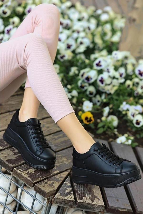 Papuç Sepeti 2596 Kadın Yüksek Topuk Günlük Sneaker Ayakkabı - Image 1