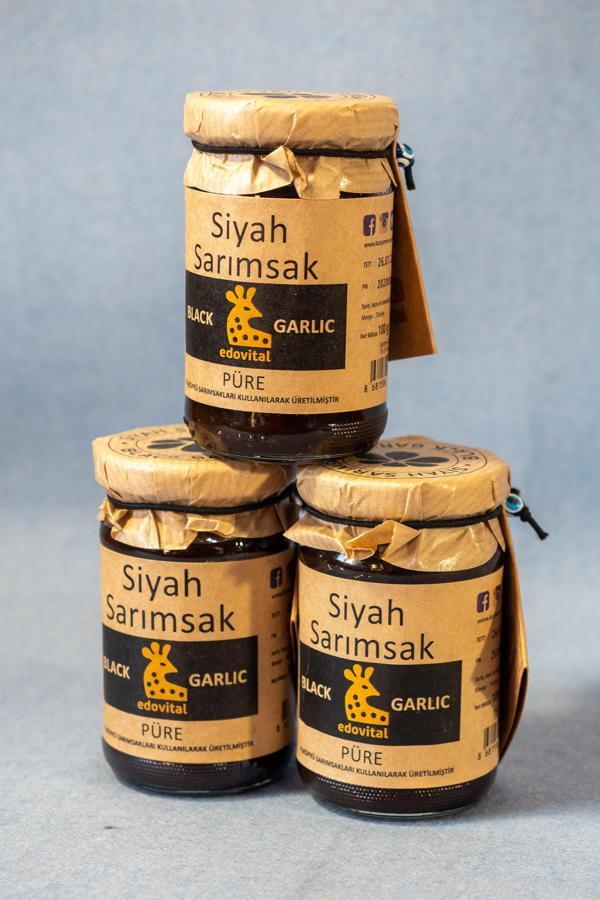Edovital Siyah Sarımsak Püre 300 gr 100 gr X 3 Adet Kavanoz Püre - Image 1