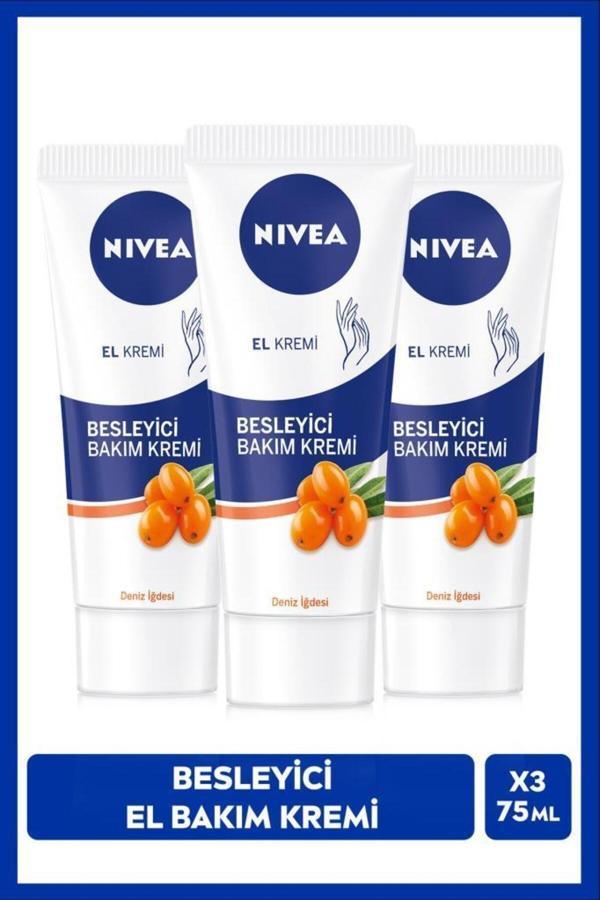 Besleyici El Bakım Kremi Deniz İğdesi 75ml, Nemlendirici, Yağlı ve Yapışkan His Bırakmaz, X3 Adet - Image 1