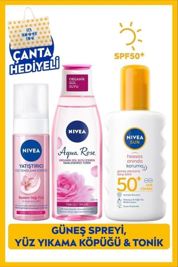 Sun Anında Güneş Koruyucu Vücut Spreyi Spf50 200ml, Yüz Temizleme Köpüğü, Tonik 200ml, Hassas Cilt - Image 1