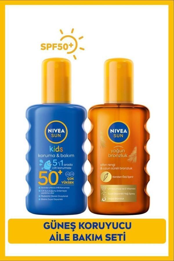 Nivea Kids 5'i 1 Arada Güneş Kremi SPF50+ 200 ML + Bronzlaştırıcı Güneş Yağı 200 ML - Image 1