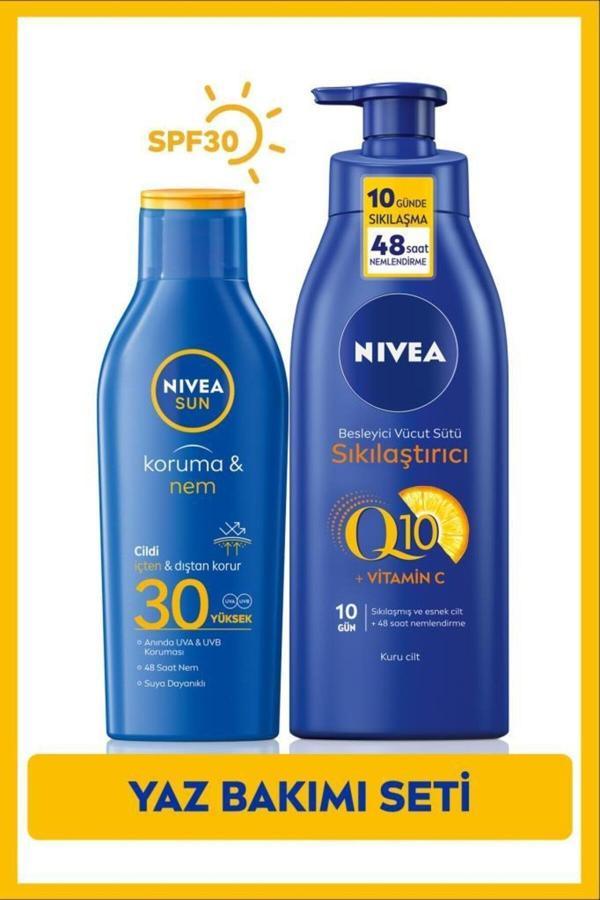 Sun Güneş Koruyucu Nemlendirici Losyon Spf30 200ml, Q10 Sıkılaştırıcı Vücut Sütü 400ml, C Vitamini - Image 1