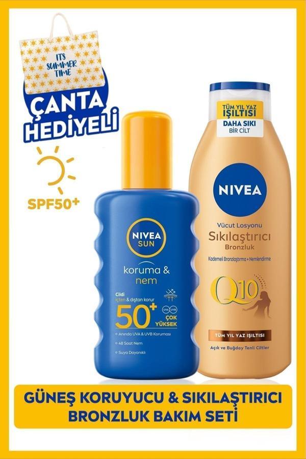 Sun Yüksek Güneş Koruyucu Vücut Spreyi Spf50 200ml, Q10 Sıkılaştırıcı Bronzluk Vücut Losyonu 200ml - Image 1