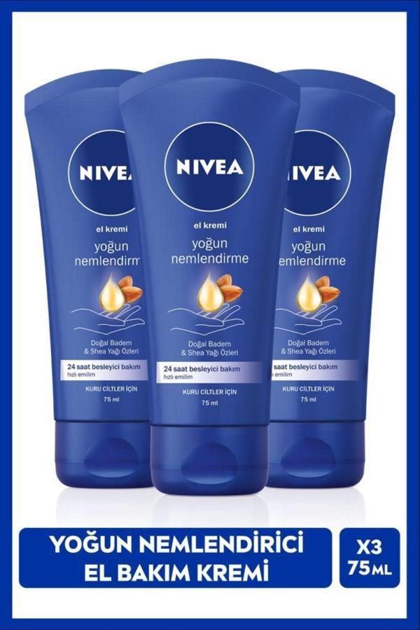 Yoğun Nemlendirici ve Besleyici El Bakım Kremi 75ml, Doğal Badem, Shea Yağı Özü, Kuru Cilt, X3 Adet - Image 1