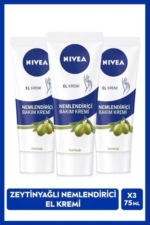 Zeytinyağlı Nemlendirici El Bakım Kremi 75ml, Yapışkan His Bırakmaz, Yumuşak Cilt Hissi, X3 Adet - Image 1