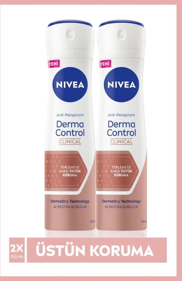 Kadın Sprey Deodorant Derma Control Clinical 150ml, 96 Saat Üstün Ter Koruması, C Vitamini, X2 Adet - Image 1