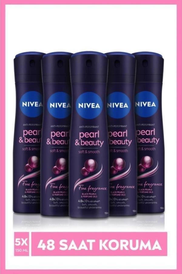 Kadın Sprey Deodorant Pearl&beauty Fine Fragrances,48 Saat Anti-perspirant Koruma,150mlx5 - Image 1