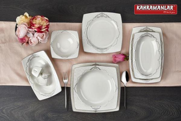 Kahramanlar Carol 5708 Kare Bone 55 Parça Yemek Takımı - Image 1