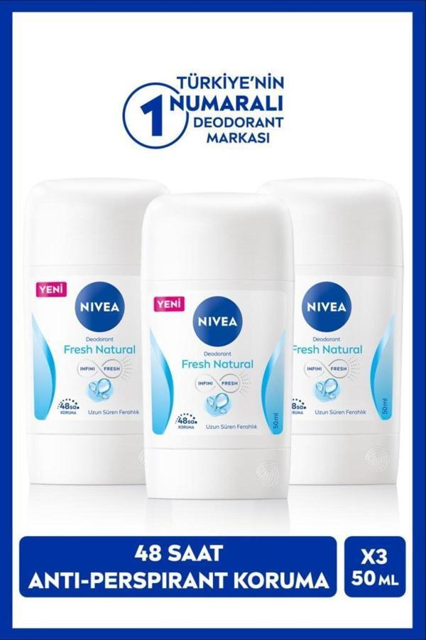 Kadın Stick Deodorant Fresh Natural 50ml, 48 Saat Koruma, X3 Adet - Image 1