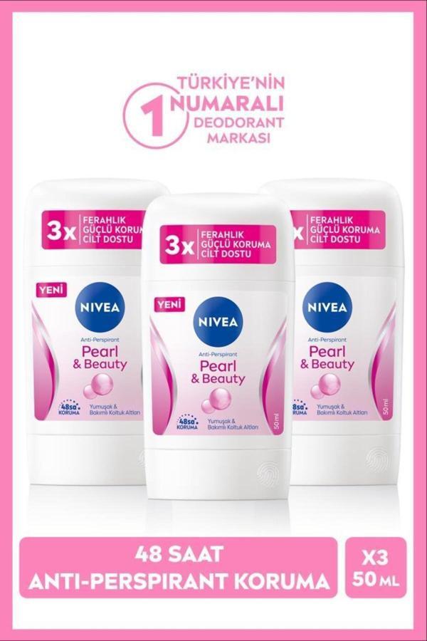 Kadın Stick Deodorant Pearl&Beauty 50ml, 48 Saat Koruma, X3 Adet - Image 1