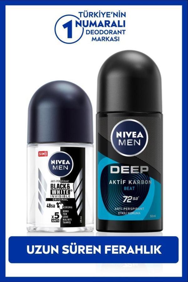 Men Erkek Roll-on Deodorant Deep Beat 50ml Ve Mini Roll-on Black&white Original 25ml - Image 1