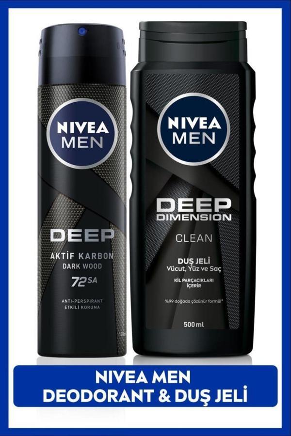 MEN Erkek Sprey Deodorant Deep Dimension 150ml ve Deep Dimension Erkek Duş Jeli 500ml - Image 1