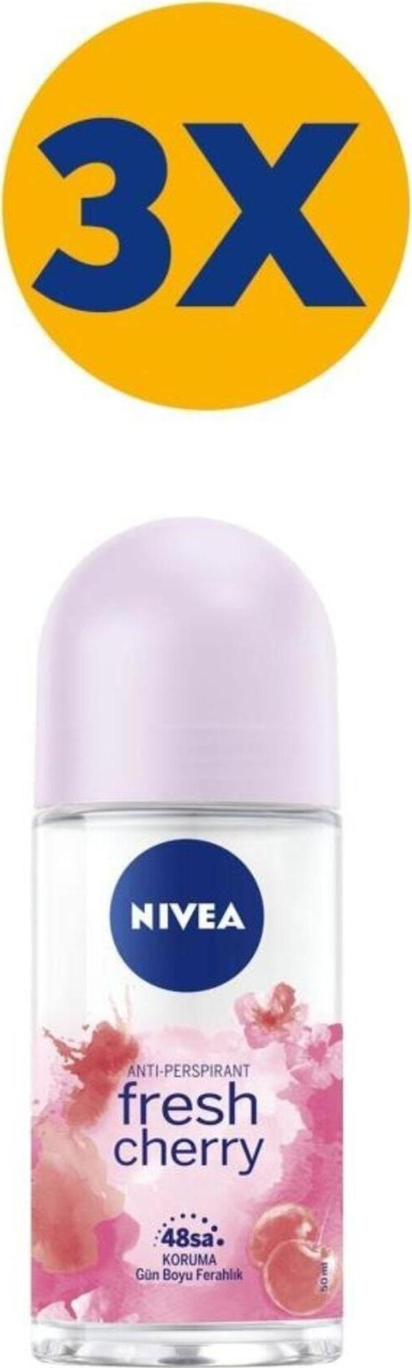 Kadın Roll On Deodorant Fresh Cherry 48 Saat Koruma 50mlx3 - Image 1