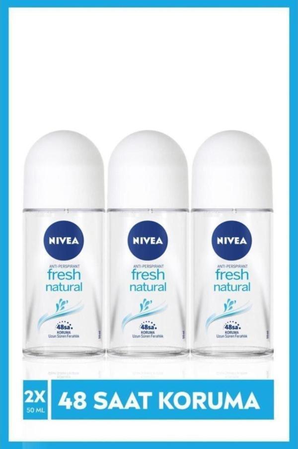 Kadın Roll-on Deodorant Fresh Natural 50 ml X3 Adet ,48 Saat Deodorant Koruması, Eşsiz & Fresh - Image 1