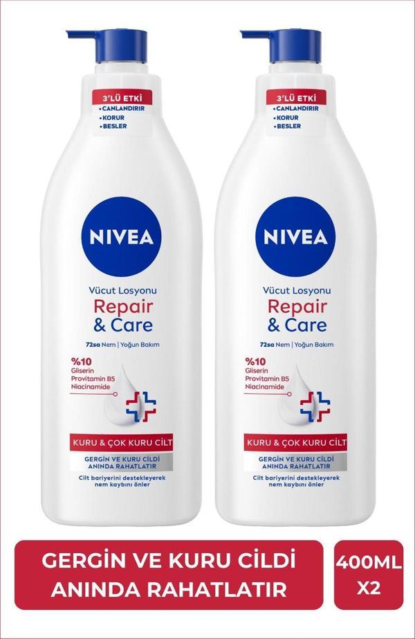 Repair&Care Derinlemesine Nemlendirici Vücut Losyonu 400ml, Gergin Cilt Rahatlatır, Kuru Cilt,X2Adet - Image 1