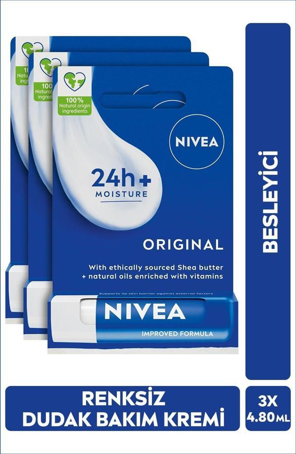 Original Care Renksiz Dudak Bakım Kremi 4.8gr, Nemlendirici, Gün Boyu Besleyici, Shea Yağı, X3 Adet - Image 1