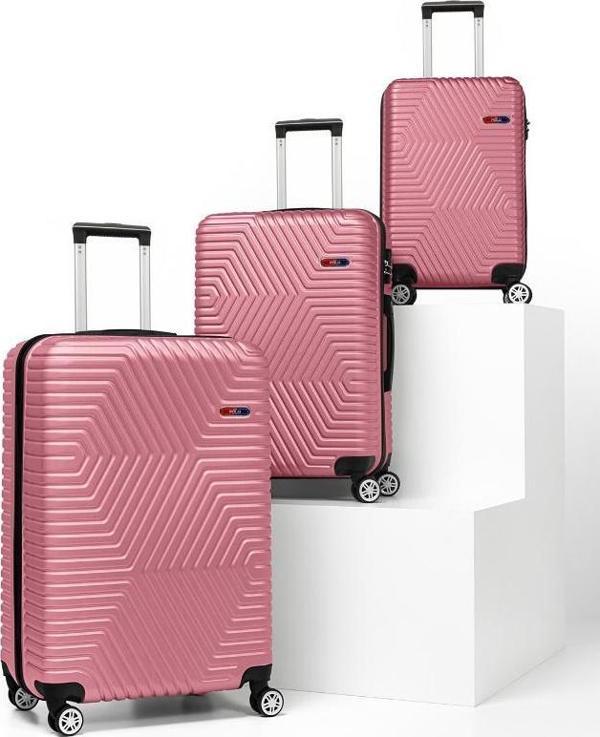 G&D Polo Suitcase Abs 3'lü Gül Kurusu Lüx Valiz Seyahat Seti 600.08-set - Image 1