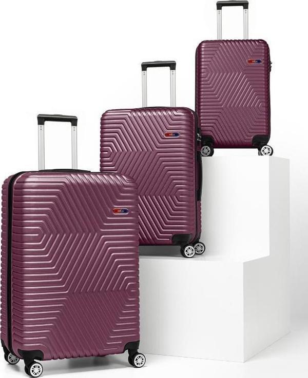 G&D Polo Suitcase Abs 3'lü Mürdüm Lüx Valiz Seyahat Seti 600.09-set - Image 1