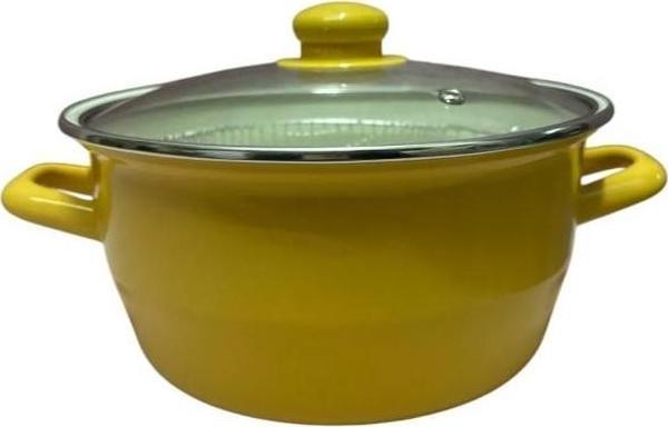 Lüks Emaye Kızartma Tenceresi Fritöz 22cm 3,90 Litre Sarı KR137 - Image 1