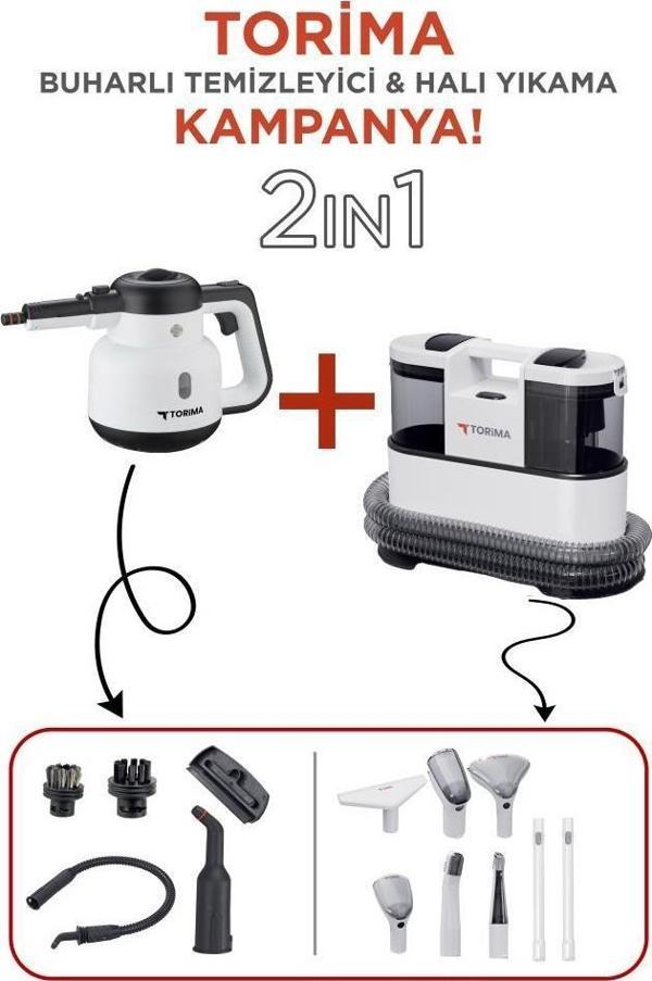 Torima CX002B Koltuk ve Halı Yıkama Makinesi + CB-902A Çok Fonksiyonlu Buharlı Temizleyici - Image 1