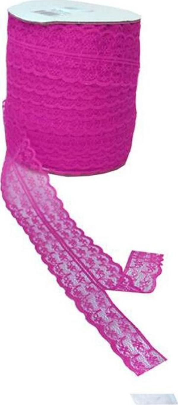Kurdela Dantelli Çift 2 Katlı 5 Cm (10 Metre)  Fuşya - Image 1