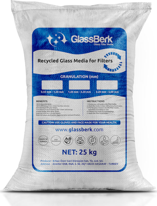 GlassBerk Havuz Filtre Cam Filtrasyon Medyası (1,0-3,0mm) Orta 25 KG-ToptancıyızBiz - Image 1