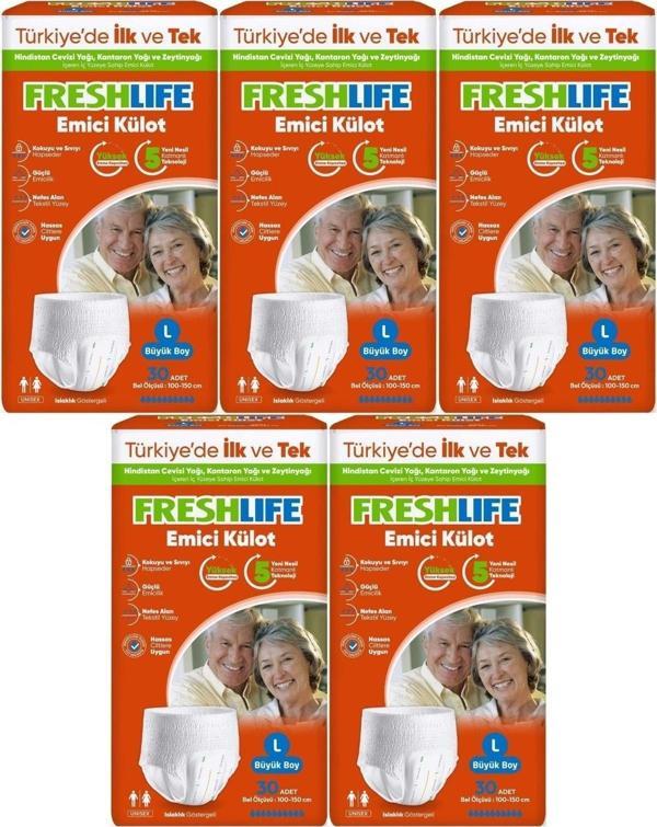 Freshlife Emici Külot Hasta Bezi Large - Büyük - L 150 Adet (5Pk x 30) - Image 1