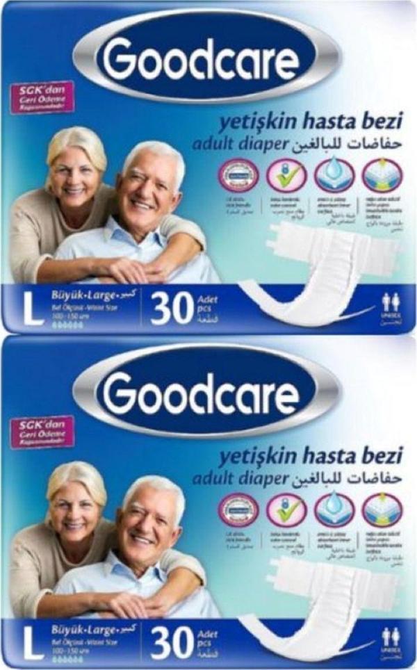Goodcare (L) Bel Bantlı Hasta Bezi 60 Adet - Image 1