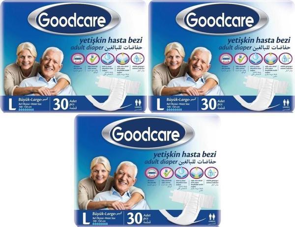 Goodcare Hasta Bezi Yetişkin Bel Bantlı Tekstil Yüzey L Large - Büyük 90 Adet (3Pk x 30) - Image 1