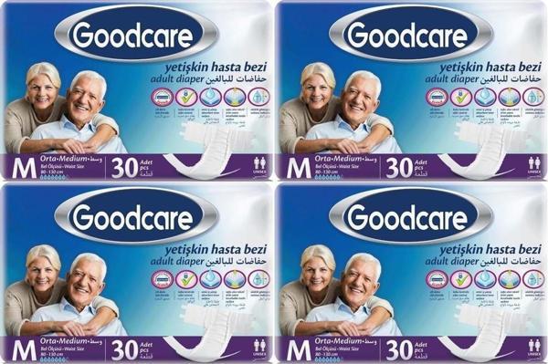 Goodcare Hasta Bezi Yetişkin Bel Bantlı Tekstil Yüzey M Medium - Orta 120 Adet (4Pk x 30) - Image 1