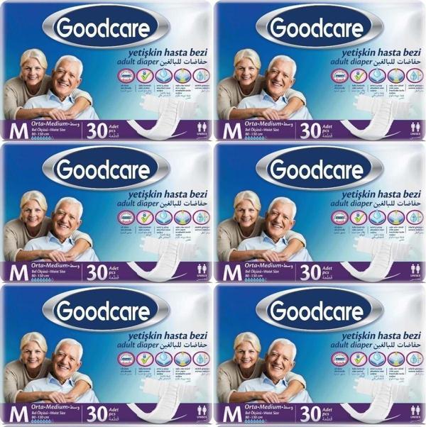 Goodcare Hasta Bezi Yetişkin Bel Bantlı Tekstil Yüzey M Medium - Orta 180 Adet (6Pk x 30) - Image 1